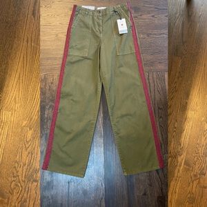 Zara Woman Premium Denim Green Red Pants New With Tags 6